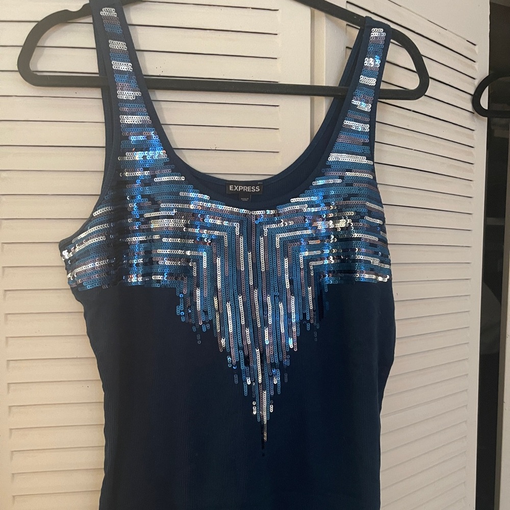 Blue sequin tank from Express